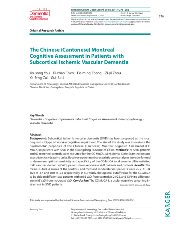 PDF) The Chinese (Cantonese) Montreal Cognitive Assessment in