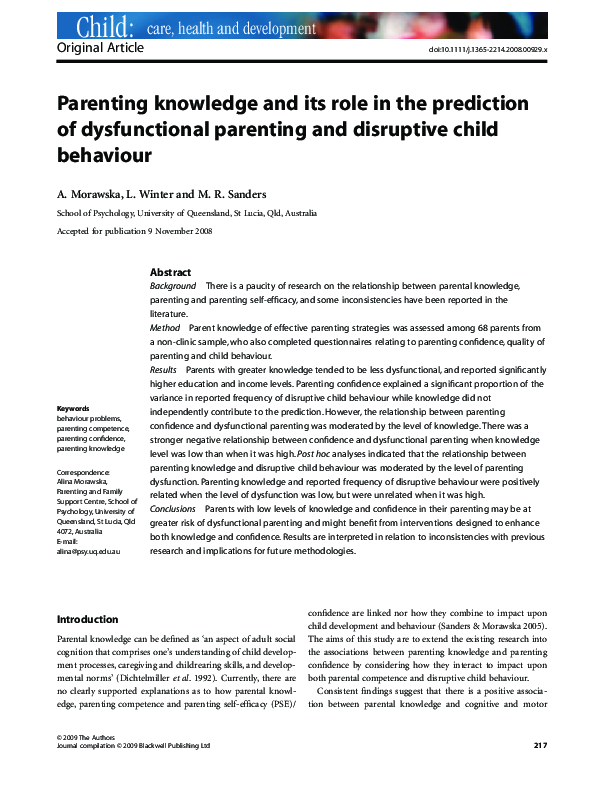 (PDF) Parenting knowledge and its role in the prediction of ...