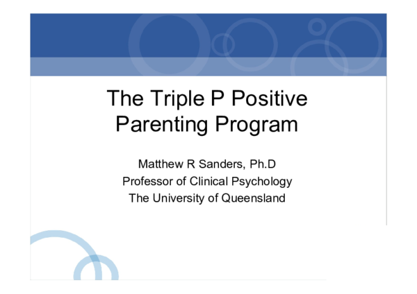 (PDF) Triple P-positive parenting program: Towards an empirically ...