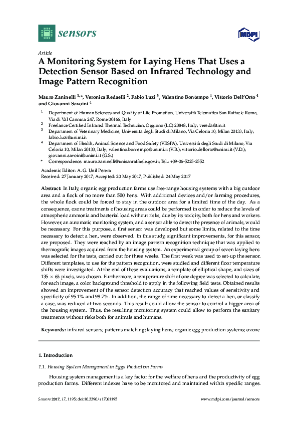 (PDF) A Monitoring System for Laying Hens That Uses a Detection Sensor ...