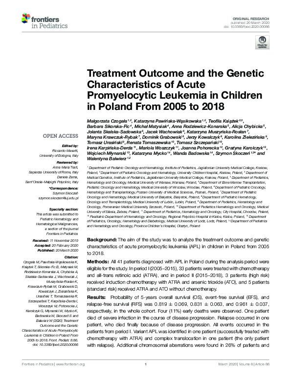 (PDF) Treatment Outcome and the Genetic Characteristics of Acute ...