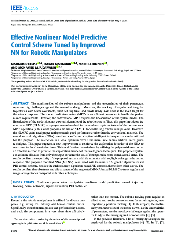 (PDF) Effective Nonlinear Model Predictive Control Scheme Tuned by ...