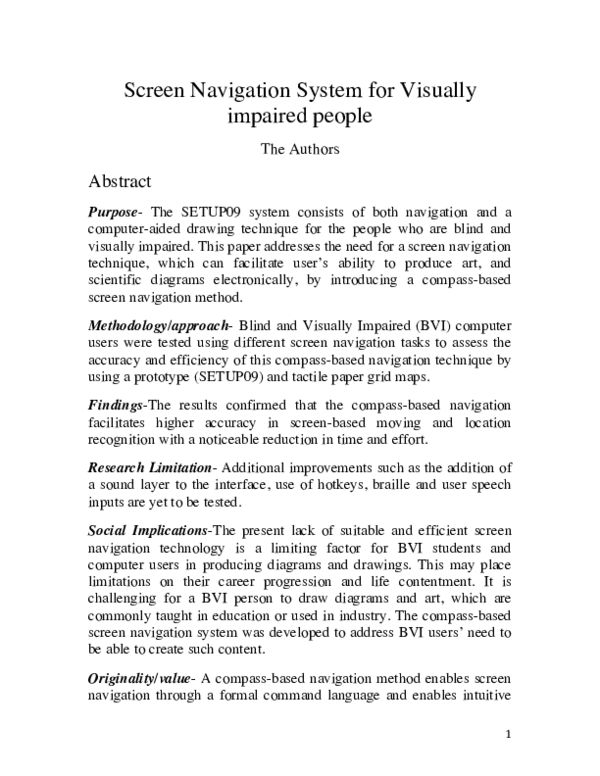 (PDF) Screen navigation system for visually impaired people