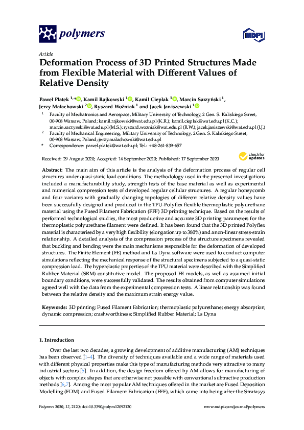 (PDF) Deformation Process of 3D Printed Structures Made from Flexible ...