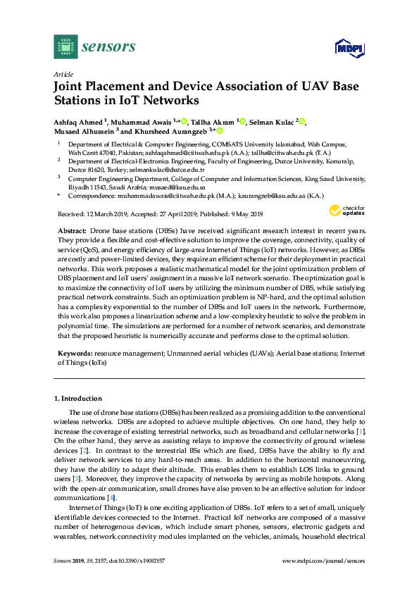 (PDF) Joint Placement and Device Association of UAV Base Stations in ...