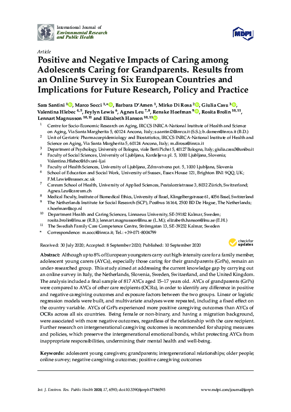 (PDF) Positive and Negative Impacts of Caring among Adolescents Caring ...