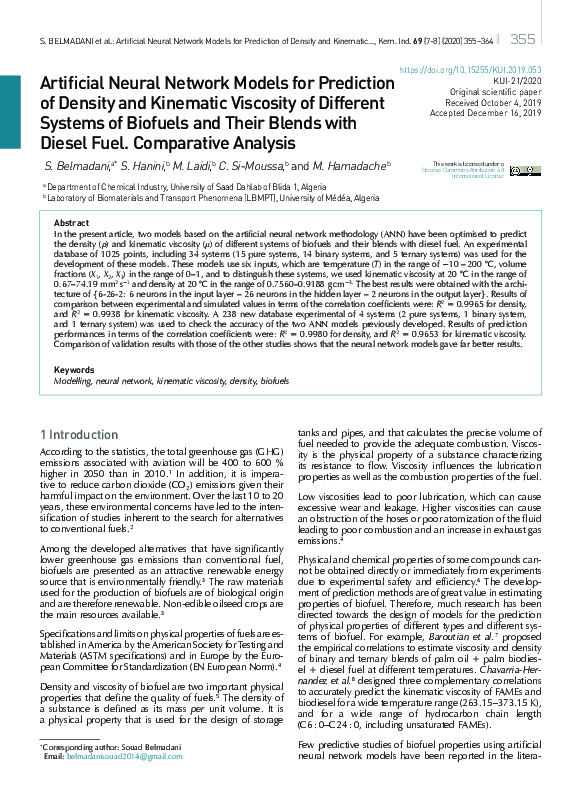 (PDF) Artificial Neural Network Models for Prediction of Density and ...