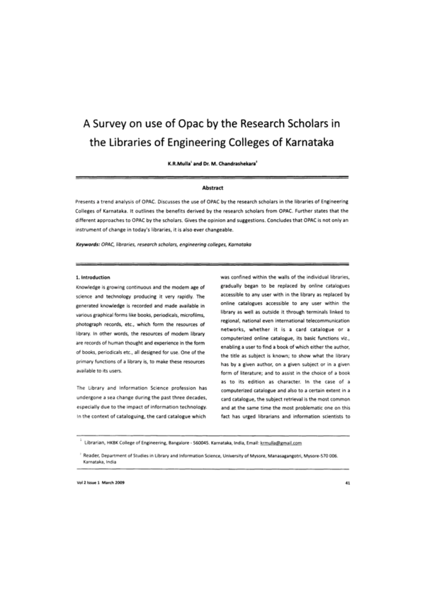 (PDF) A Survey on Use of Opac by the Research Scholars in the Libraries ...