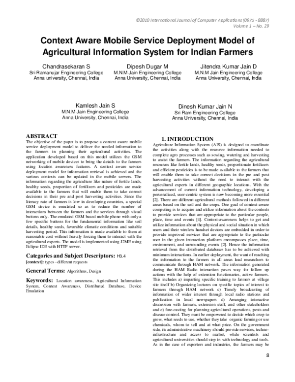(PDF) Context Aware Mobile Service Deployment Model of Agricultural ...