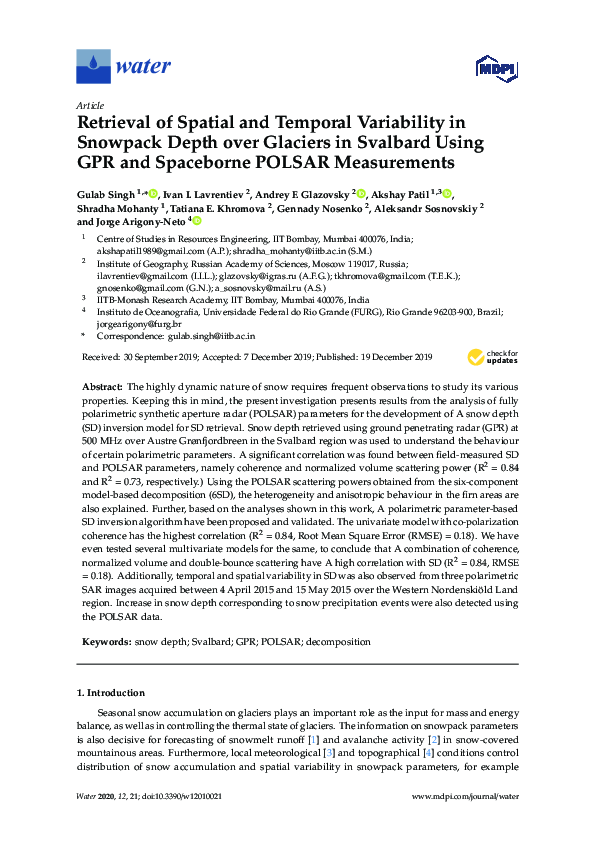 (PDF) Retrieval of Spatial and Temporal Variability in Snowpack Depth ...