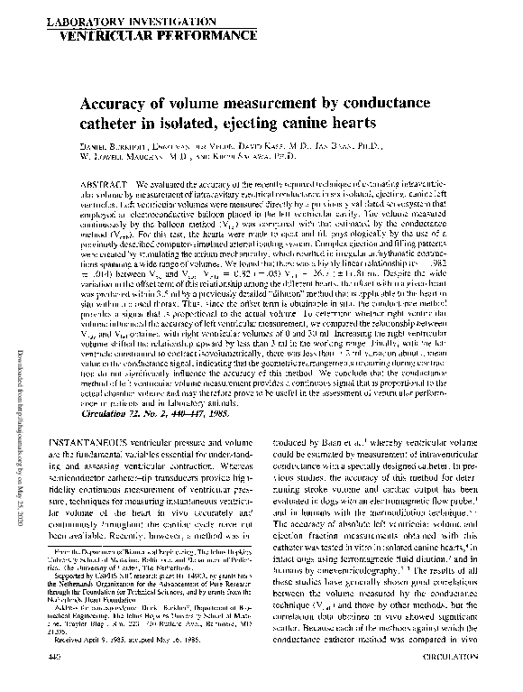 (PDF) Accuracy of volume measurement by conductance catheter in ...