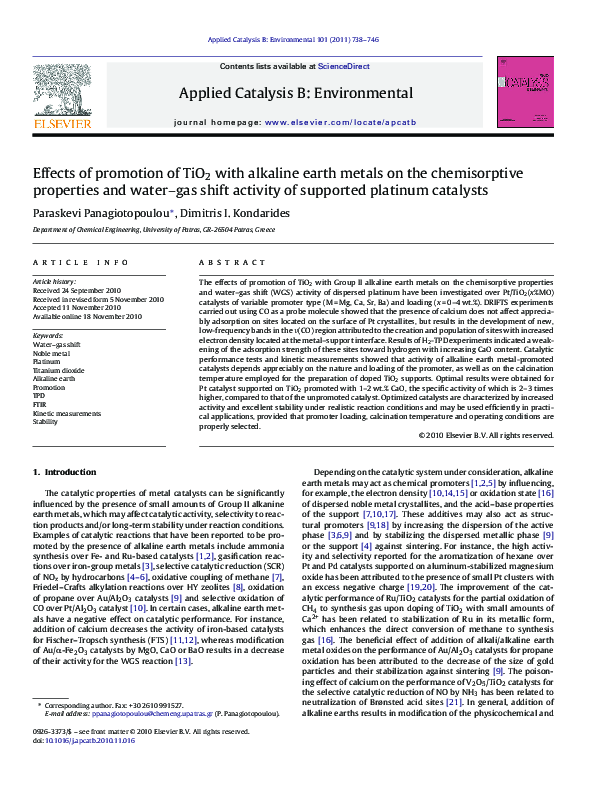 (PDF) Effects of promotion of TiO2 with alkaline earth metals on the ...
