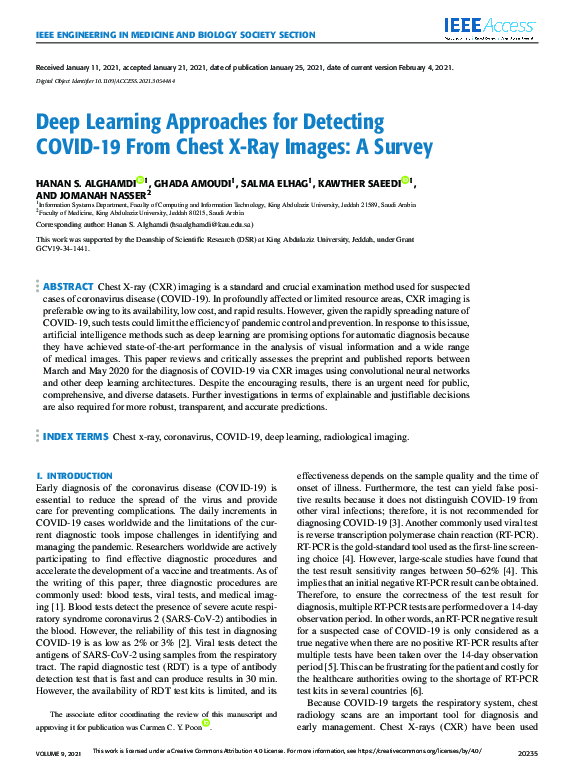 (PDF) Deep Learning Approaches for Detecting COVID-19 From Chest X-Ray ...