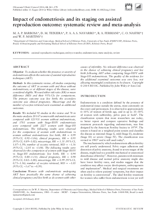 (PDF) The impact of endometriosis and its staging on assisted ...
