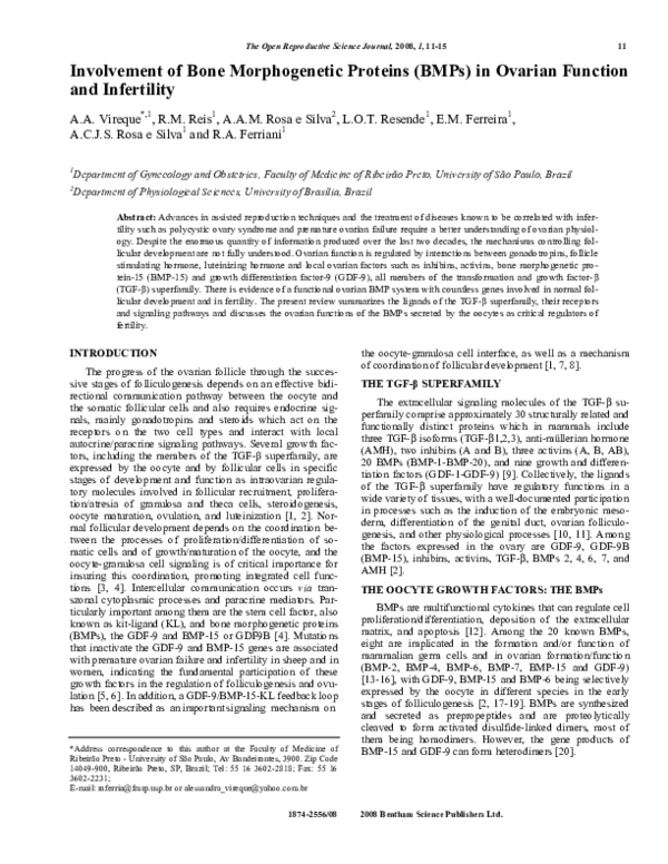 (PDF) Involvement of Bone Morphogenetic Proteins (BMPs) in Ovarian ...
