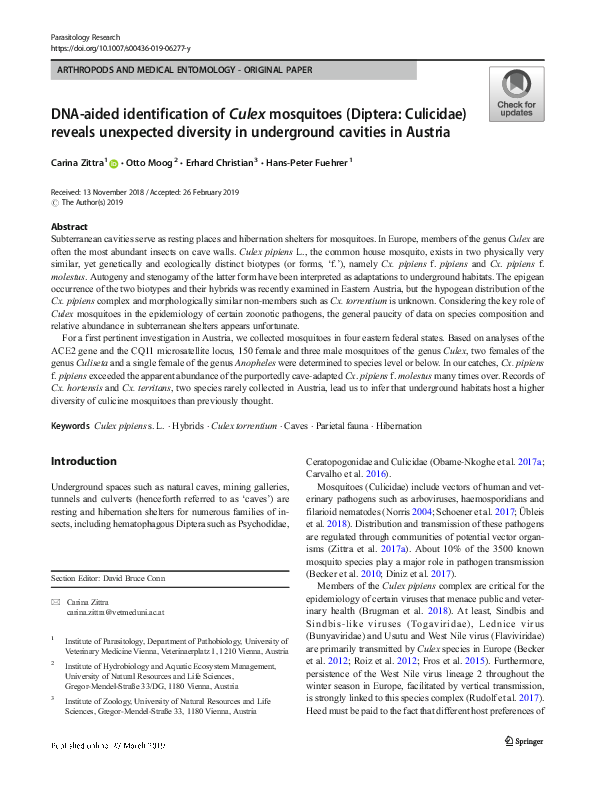 (PDF) DNA-aided identification of Culex mosquitoes (Diptera: Culicidae ...