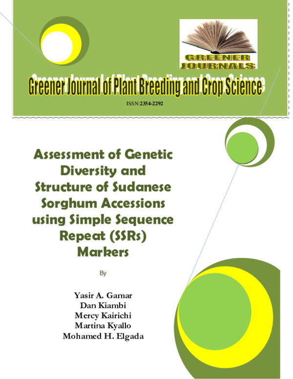 (PDF) Assessment of Genetic Diversity and Structure of Sudanese Sorghum ...