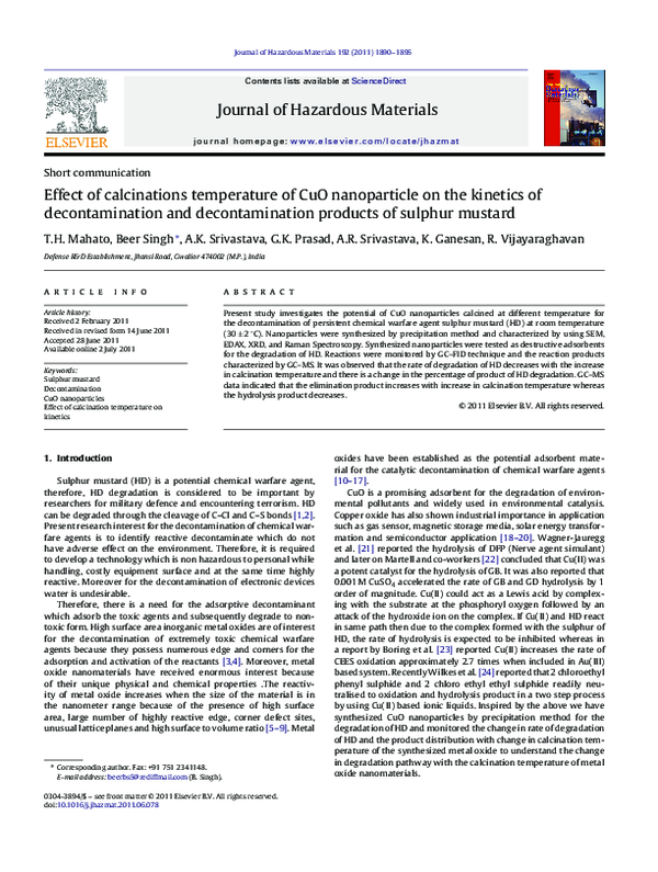 (PDF) Effect of calcinations temperature of CuO nanoparticle on the ...