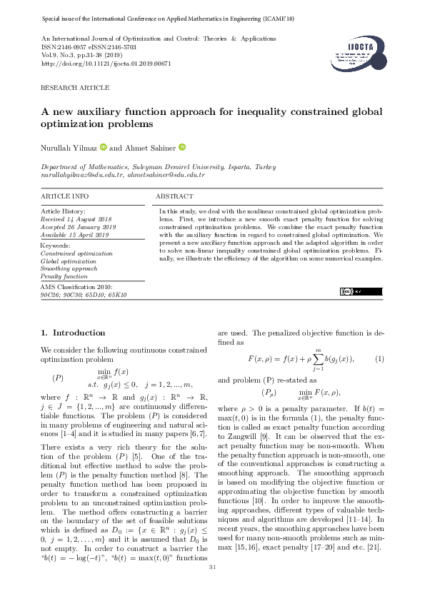 (PDF) A new auxiliary function approach for inequality constrained ...