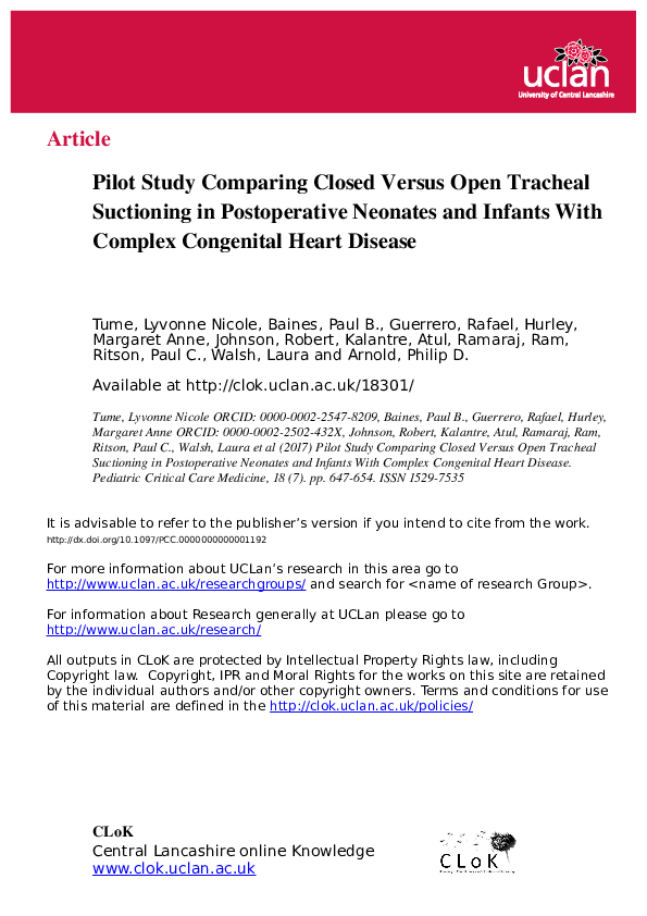 (PDF) Pilot Study Comparing Closed Versus Open Tracheal Suctioning in ...
