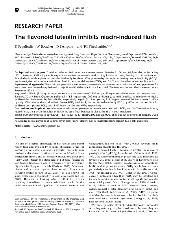 (PDF) The flavonoid luteolin inhibits niacin-induced flush