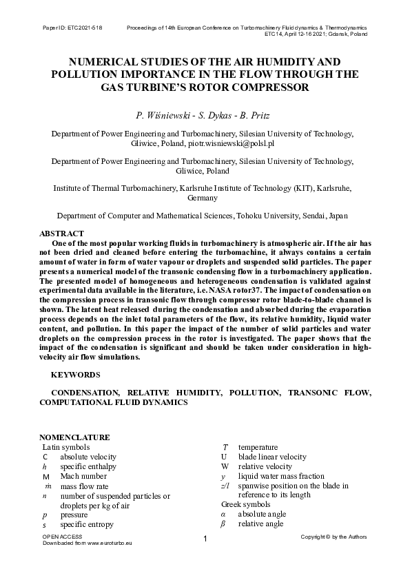 (PDF) Numerical studies of the air humidity and pollution importance in ...