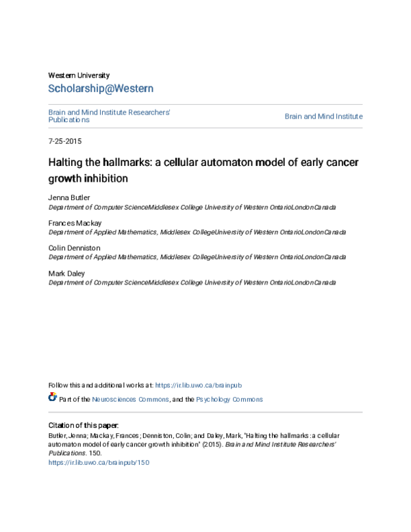 (PDF) Halting the hallmarks: a cellular automaton model of early cancer ...