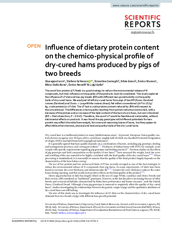 (PDF) Influence of dietary protein content on the chemicophysical