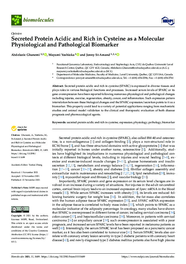 (PDF) Secreted Protein Acidic and Rich in Cysteine as a Molecular ...