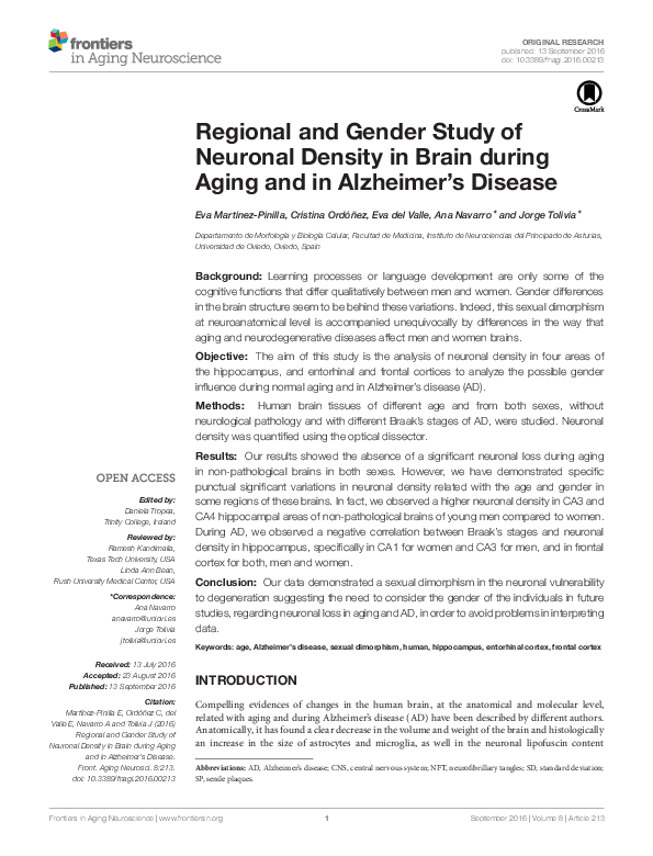 (PDF) Regional and Gender Study of Neuronal Density in Brain during ...