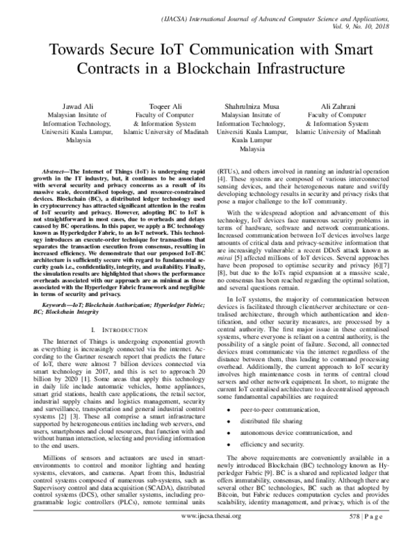 (PDF) Towards Secure IoT Communication with Smart Contracts in a ...