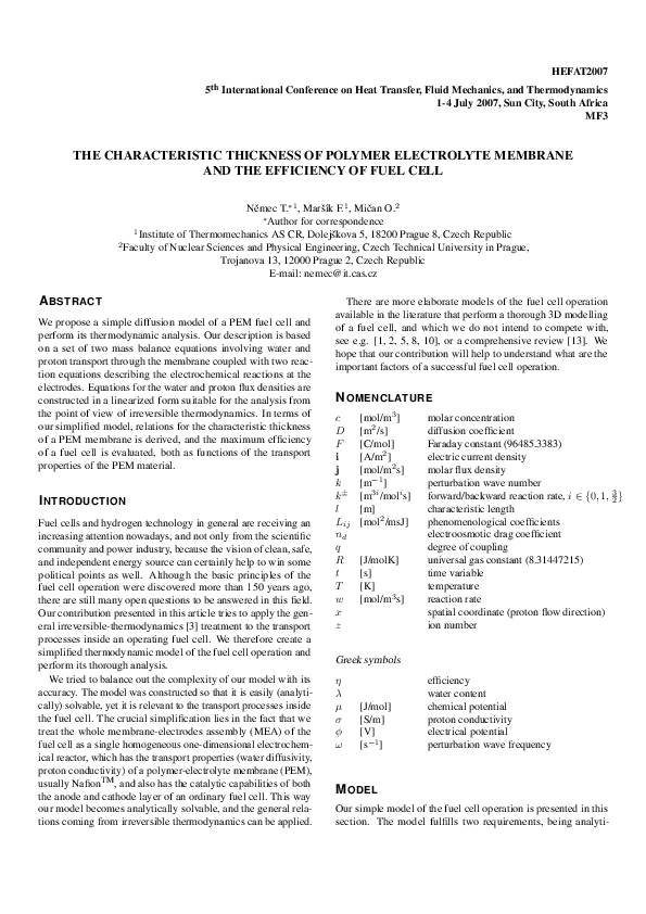 (PDF) The Characteristic Thickness of Polymer Electrolyte Membrane and ...