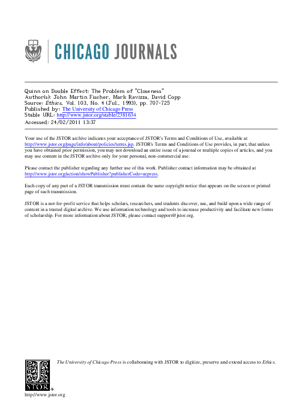 Quinn on Double Effect: The Problem of "Closeness