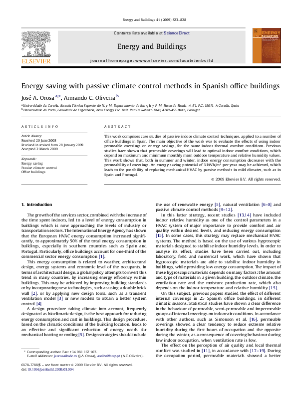 (PDF) Energy saving with passive climate control methods in Spanish ...