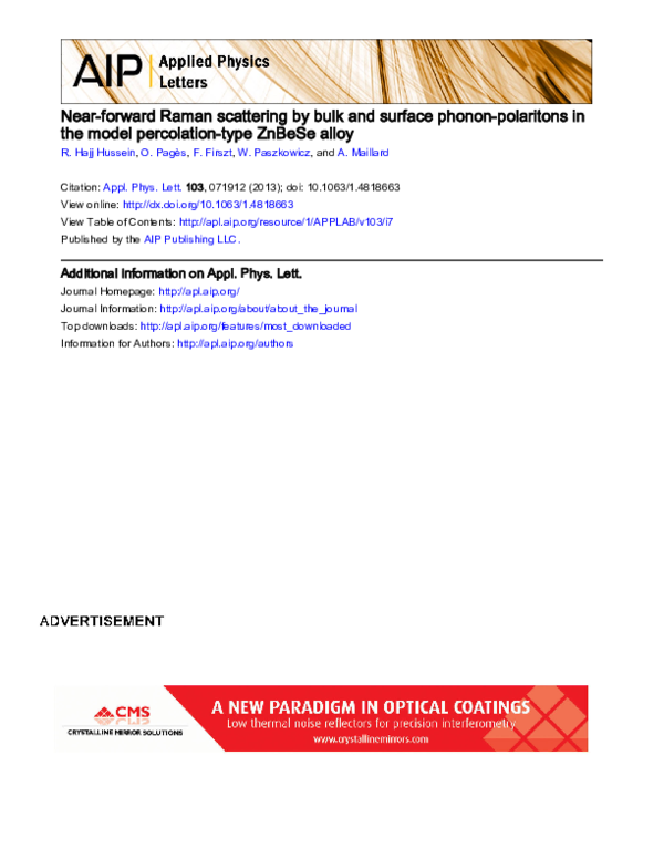 (PDF) Near-forward Raman scattering by bulk and surface phonon ...