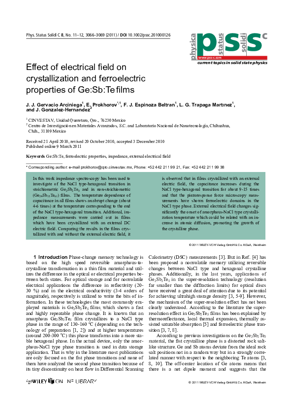 (PDF) Effect of electrical field on crystallization and ferroelectric ...