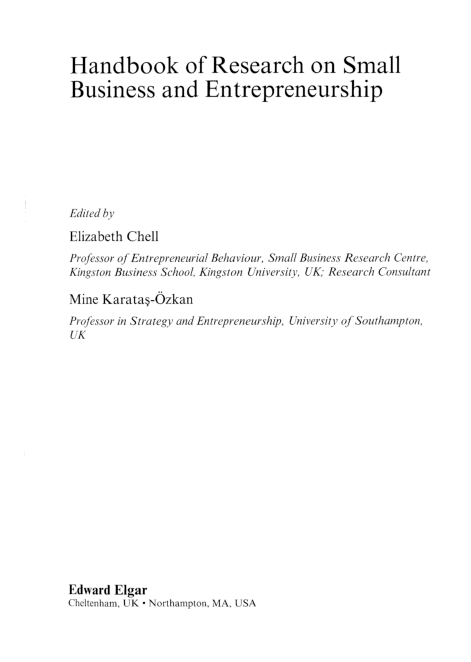 (PDF) Handbook of Research on Small Business and Entrepreneurship