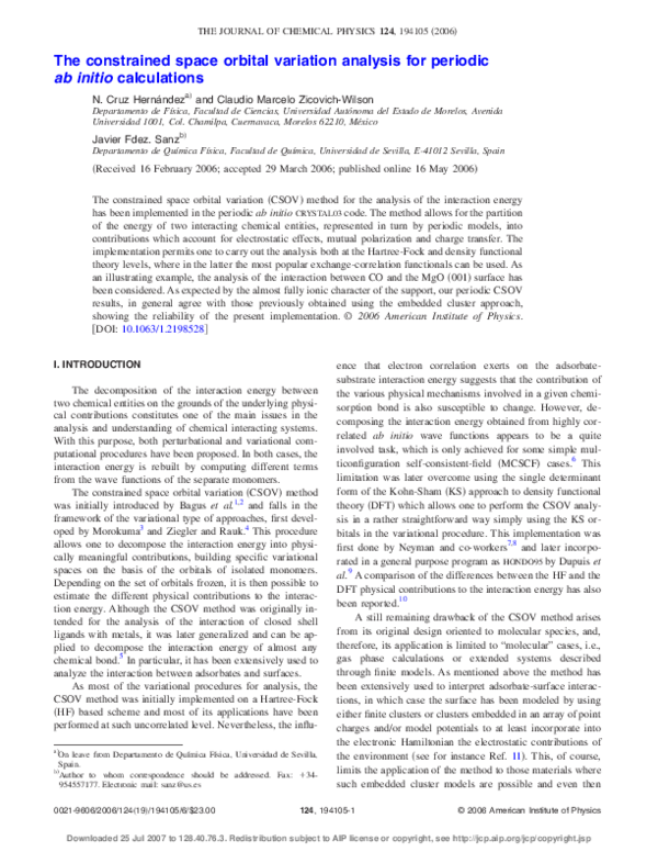 (PDF) The constrained space orbital variation analysis for periodic ab ...