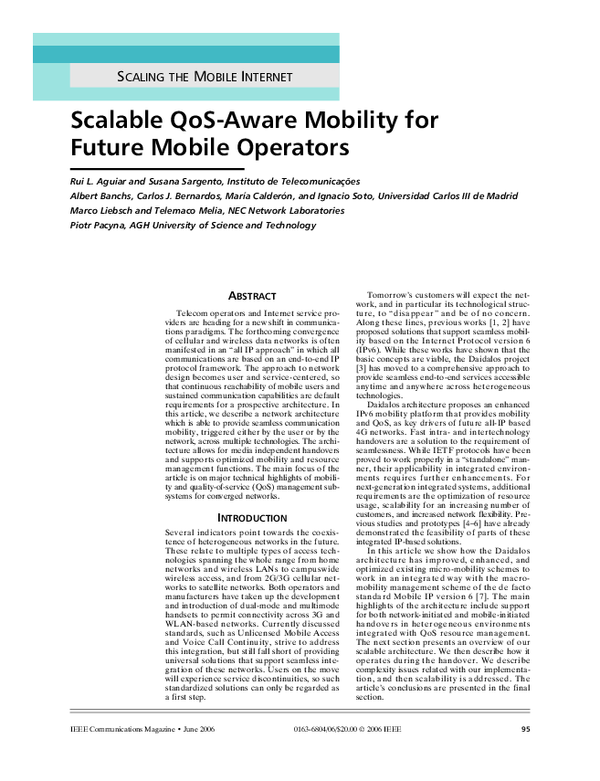(PDF) Scalable qos-aware mobility for future mobile operators