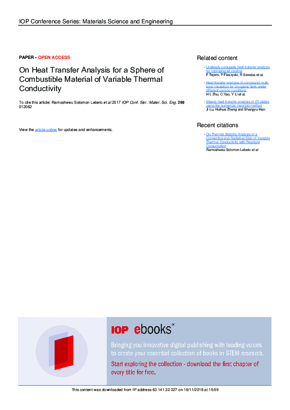 (PDF) On Heat Transfer Analysis for a Sphere of Combustible Material of ...