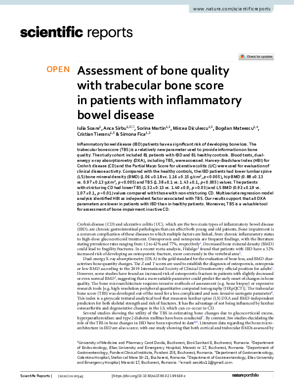 (PDF) Assessment of bone quality with trabecular bone score in patients ...