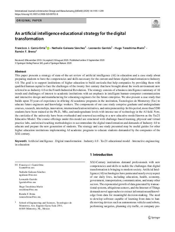 (PDF) An artificial intelligence educational strategy for the digital ...