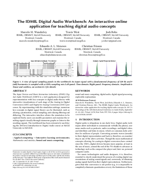 (PDF) The IDMIL Digital Audio Workbench: An interactive online ...