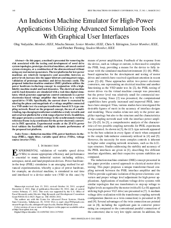 (PDF) An Induction Machine Emulator for High-Power Applications ...