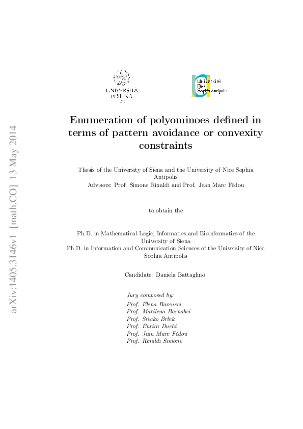 (PDF) Enumeration of polyominoes defined in terms of pattern avoidance ...