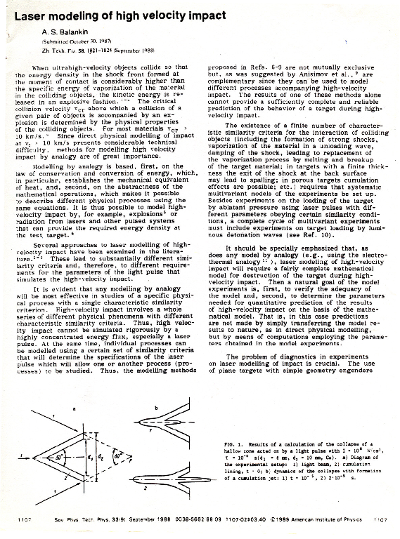 (PDF) Laser modeling of high velocity impact