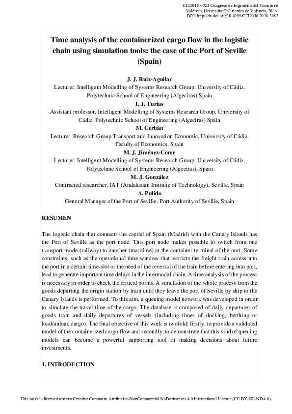 (PDF) Time analysis of the containerized cargo flow in the logistic ...