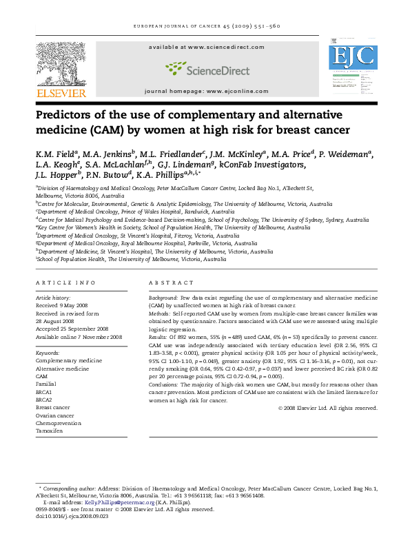 (PDF) Predictors of the use of complementary and alternative medicine ...