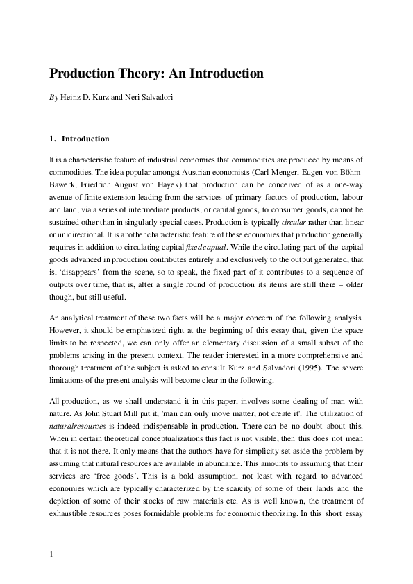 (PDF) Production Theory: An Introduction