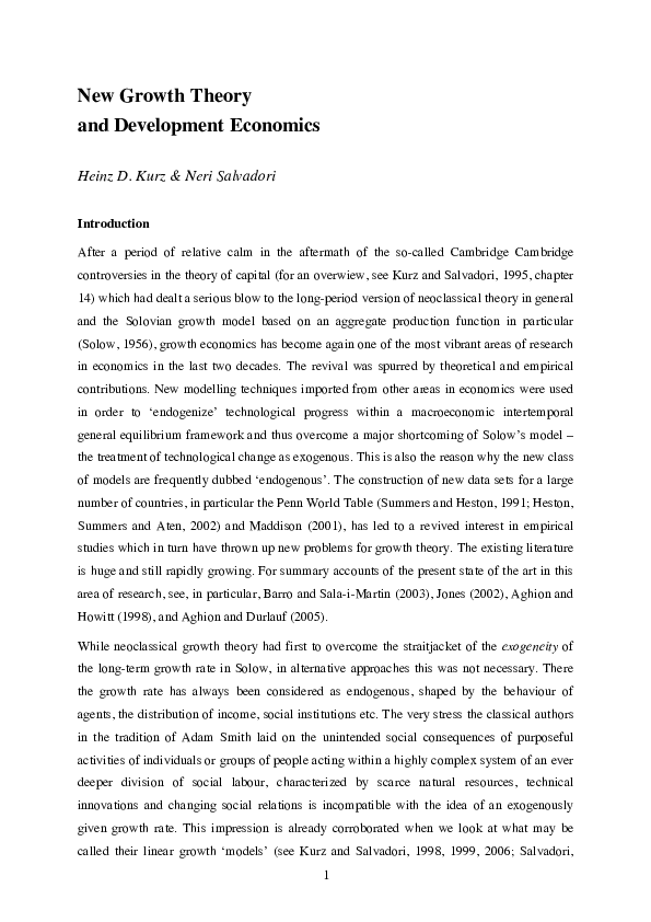 (PDF) New Growth Theory and Development Economics